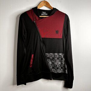 Harry Potter Gryffindor Hoodie Womens L Maroon Black Zip Universal Studios